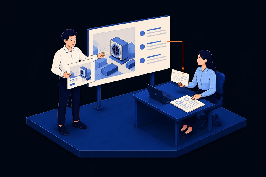 A clear message and service choice connect a visitor to a relevant inquiry